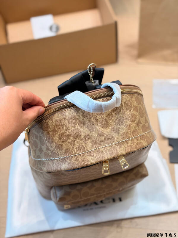 Coach Khaki Signature Coated Canvas 25x30x12cm backpack — Premium Replica
