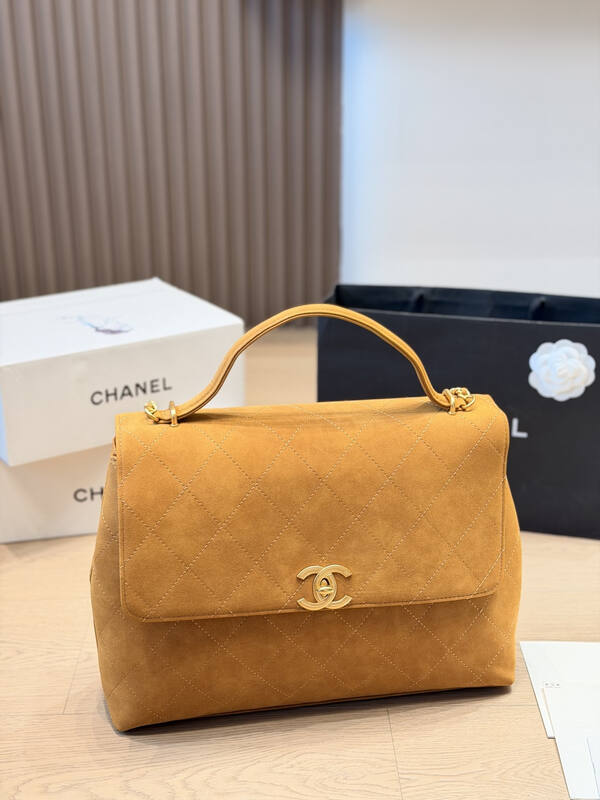 Chanel Coco Handle Tan suede shoulder — Top Quality Replica