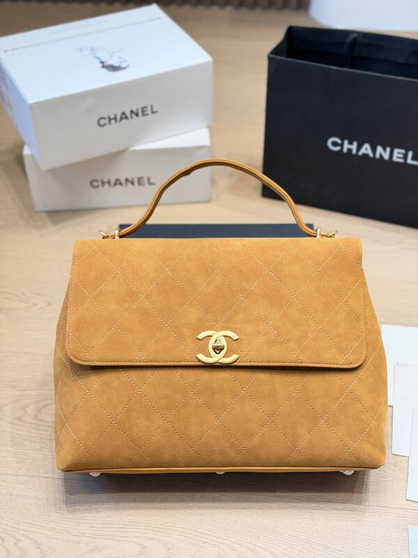 Chanel Coco Handle Tan suede shoulder — Top Quality Replica