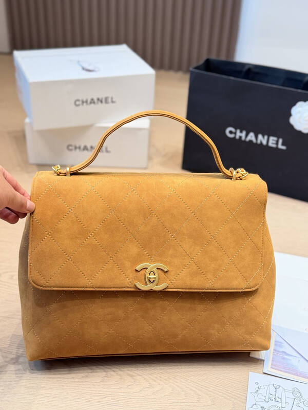 Chanel Coco Handle Tan suede shoulder — Top Quality Replica