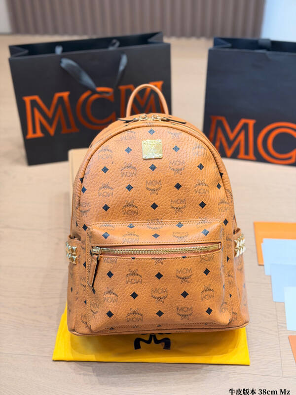 MCM Stark Cognac Visetos backpack — 1:1 Replica