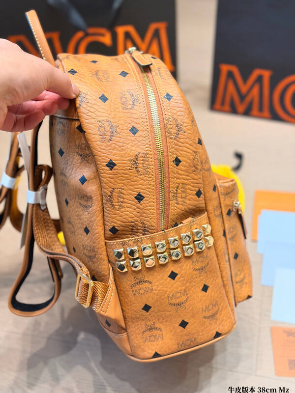 MCM Stark Cognac Visetos backpack — 1:1 Replica