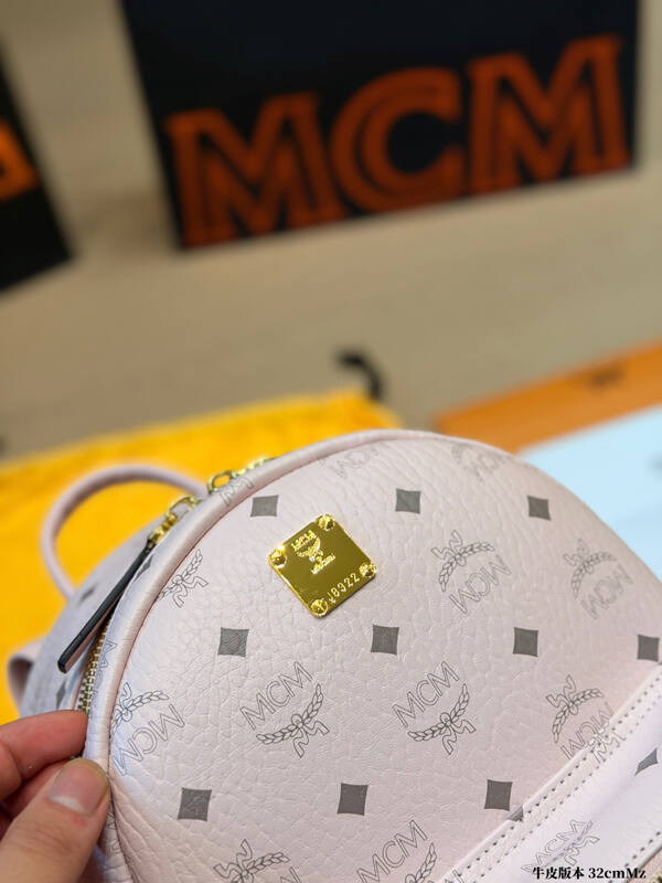 MCM Stark Light Pink Visetos backpack — Top Quality Replica