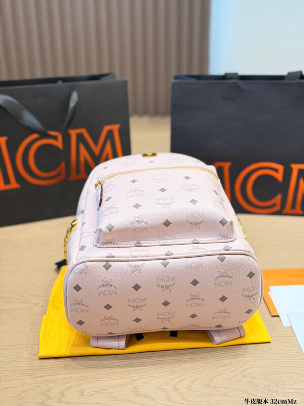MCM Stark Light Pink Visetos backpack — Top Quality Replica