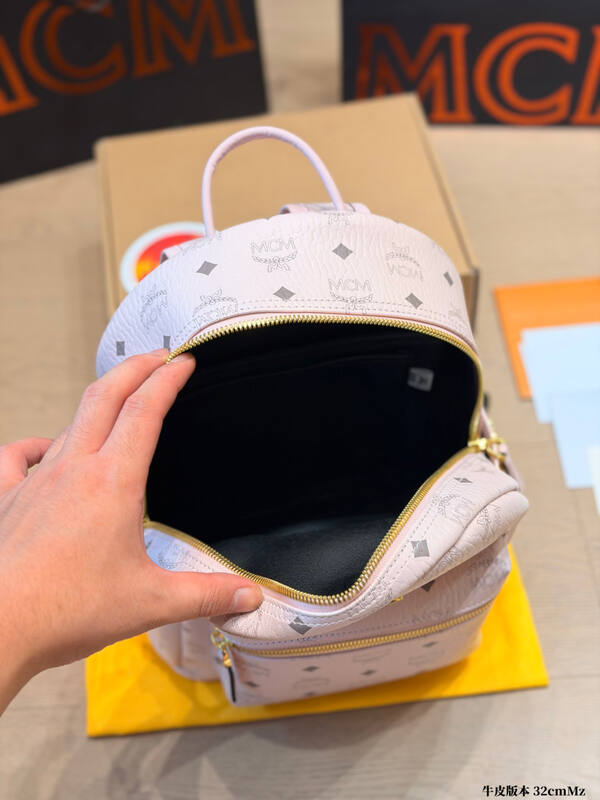 MCM Stark Light Pink Visetos backpack — Top Quality Replica