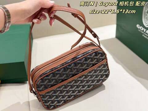 Goyard Canvas with Brown Leather Trim 22 6 5 13cm crossbody 1 1 Replica
