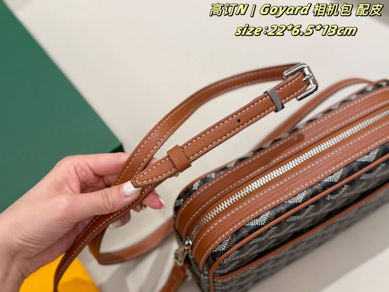 Goyard Canvas with Brown Leather Trim 22*6.5*13cm crossbody — 1:1 Replica