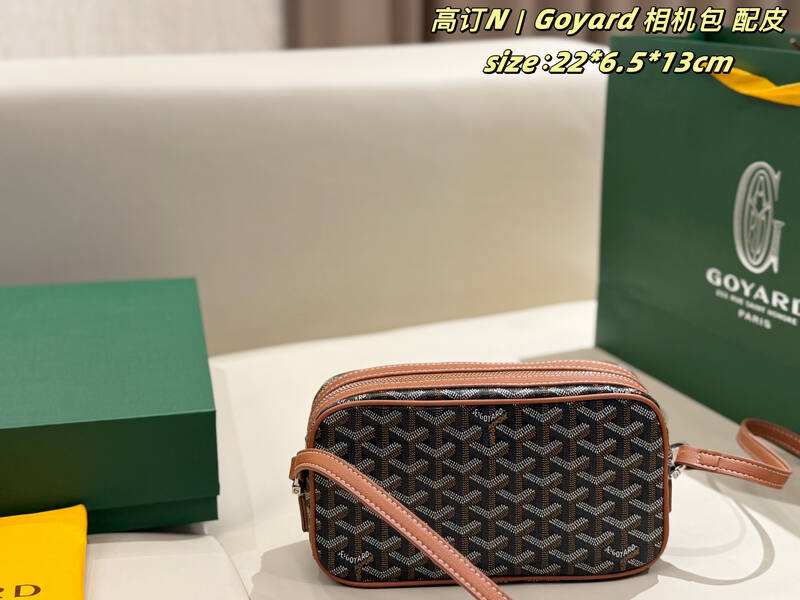 Goyard Canvas with Brown Leather Trim 22*6.5*13cm crossbody — 1:1 Replica