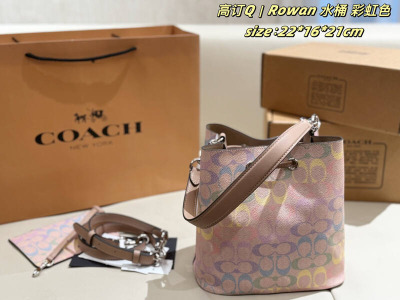 Coach Rowan Rainbow Signature Coated Canvas 22*16*21cm crossbody — Top Quality Replica