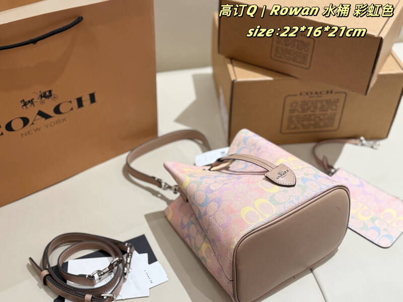 Coach Rowan Rainbow Signature Coated Canvas 22*16*21cm crossbody — Top Quality Replica