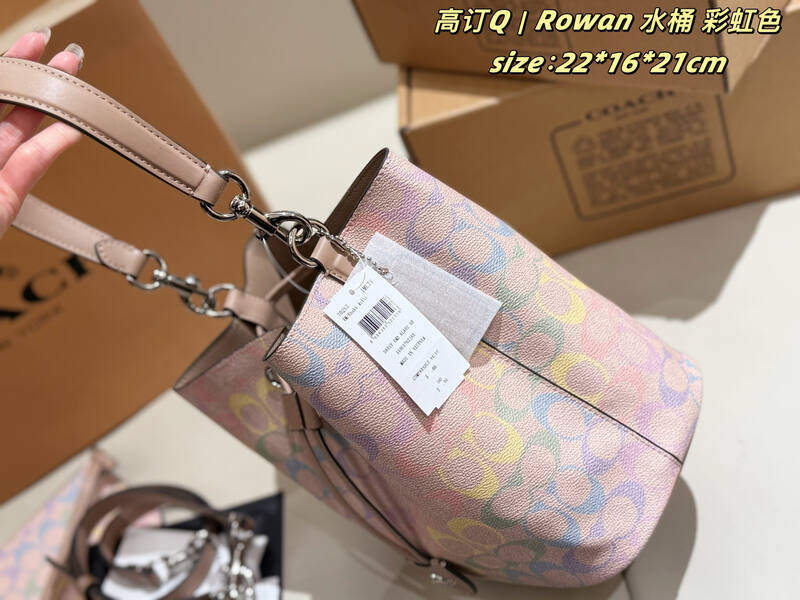 Coach Rowan Rainbow Signature Coated Canvas 22*16*21cm crossbody — Top Quality Replica