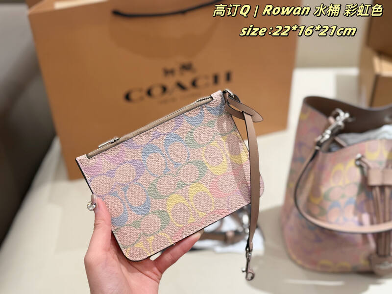 Coach Rowan Rainbow Signature Coated Canvas 22*16*21cm crossbody — Top Quality Replica