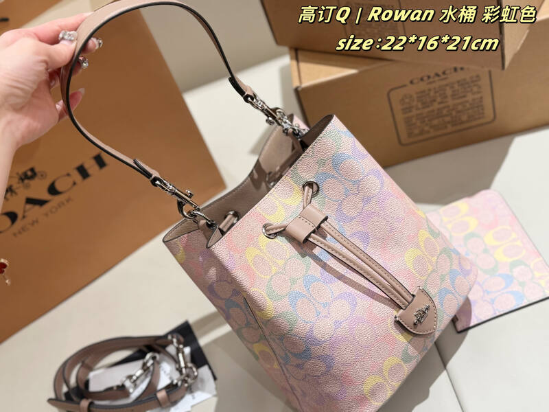 Coach Rowan Rainbow Signature Coated Canvas 22*16*21cm crossbody — Top Quality Replica