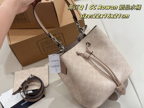 Coach Rowan Beige Signature Coated Canvas 22x16x21cm crossbody AAA Quality Replica