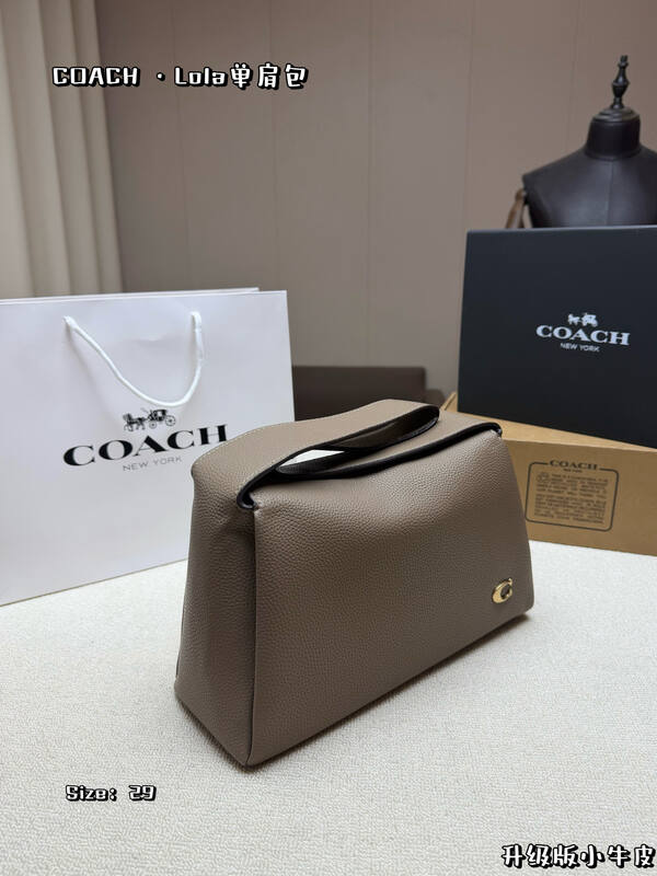 Coach Lola Elephant gray grained calfskin shoulder — Top Quality Replica