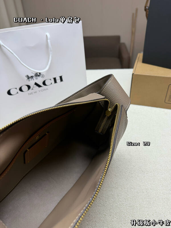 Coach Lola Elephant gray grained calfskin shoulder — Top Quality Replica