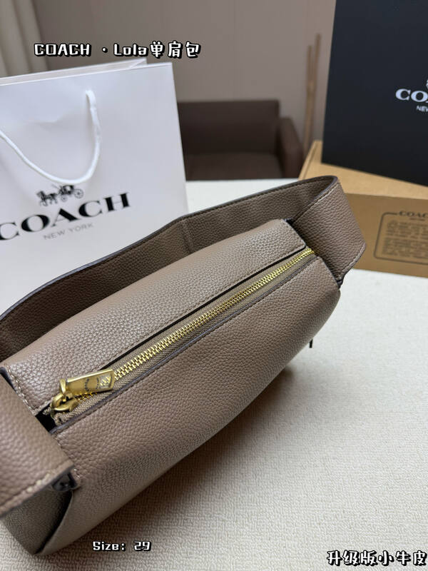 Coach Lola Elephant gray grained calfskin shoulder — Top Quality Replica