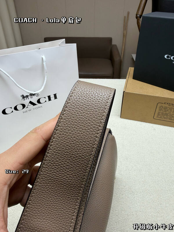 Coach Lola Elephant gray grained calfskin shoulder — Top Quality Replica
