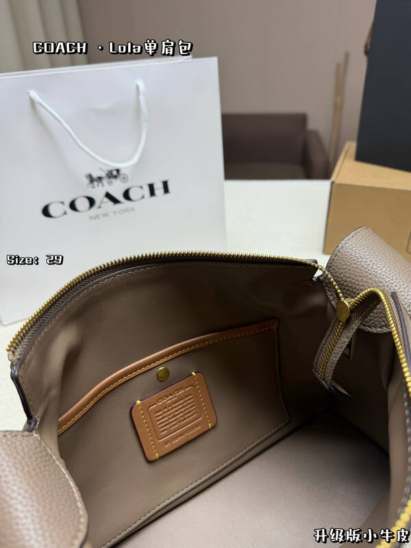 Coach Lola Elephant gray grained calfskin shoulder — Top Quality Replica
