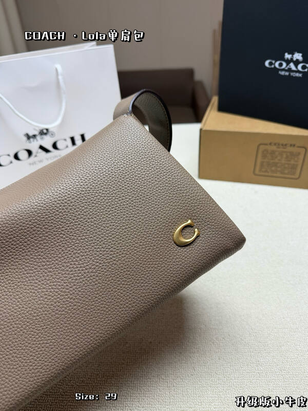 Coach Lola Elephant gray grained calfskin shoulder — Top Quality Replica