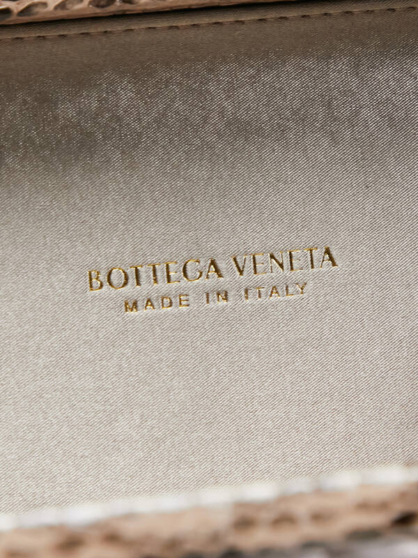 Bottega Veneta Silver Intrecciato satin with snakeskin trim clutch — Top Quality Replica