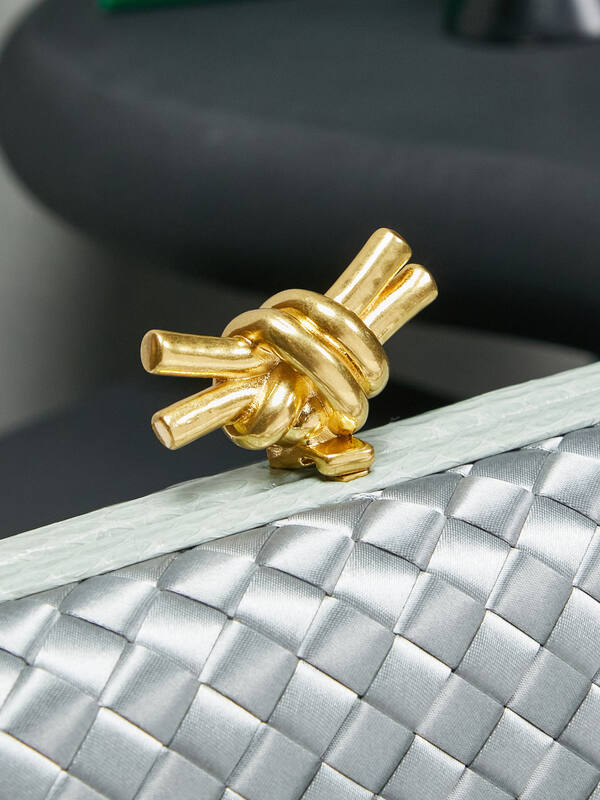 Bottega Veneta Silver Intrecciato Satin evening — 1:1 Replica