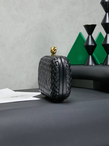 Bottega Veneta Knot Black Intrecciato leather evening AAA Quality Replica