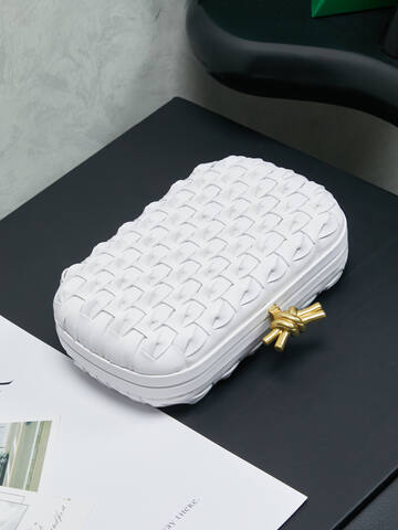 Bottega Veneta White Intreccio leather 20x12cm clutch 1 1 Replica