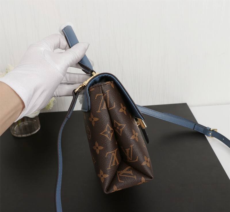 Louis Vuitton M43577 Monogram with Blue Leather shoulder bag — Top Quality Replica