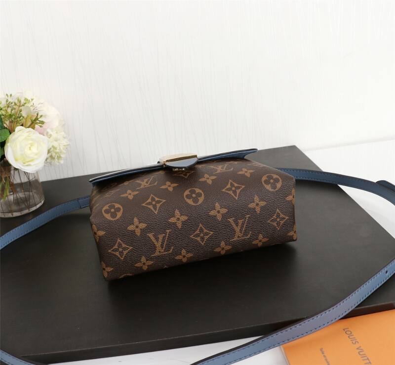 Louis Vuitton M43577 Monogram with Blue Leather shoulder bag — Top Quality Replica