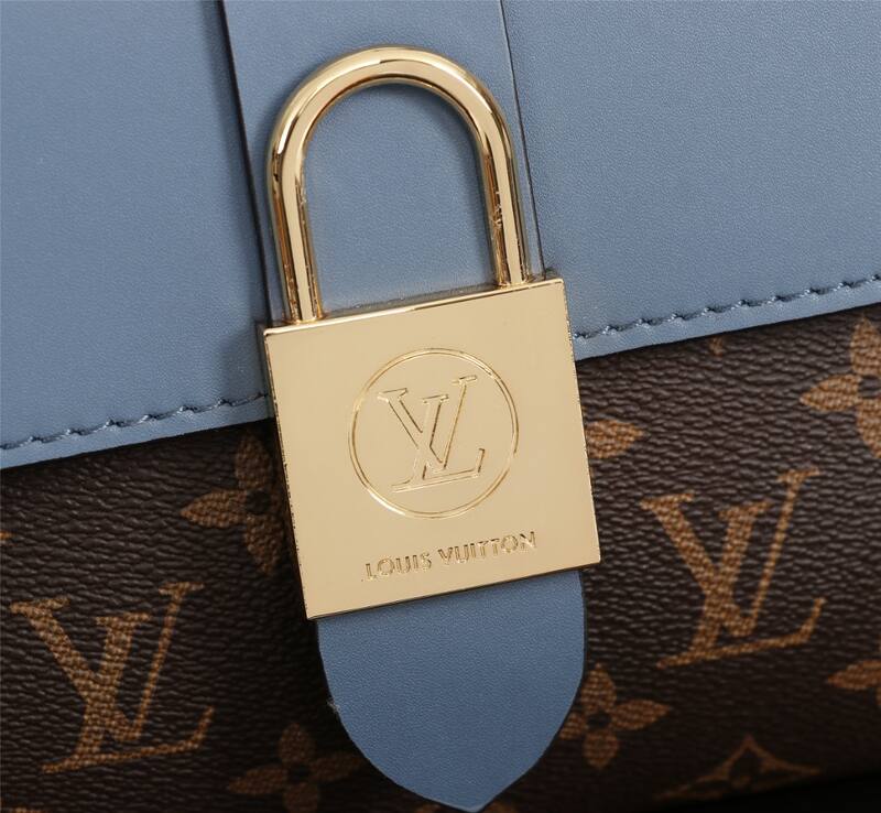 Louis Vuitton M43577 Monogram with Blue Leather shoulder bag — Top Quality Replica