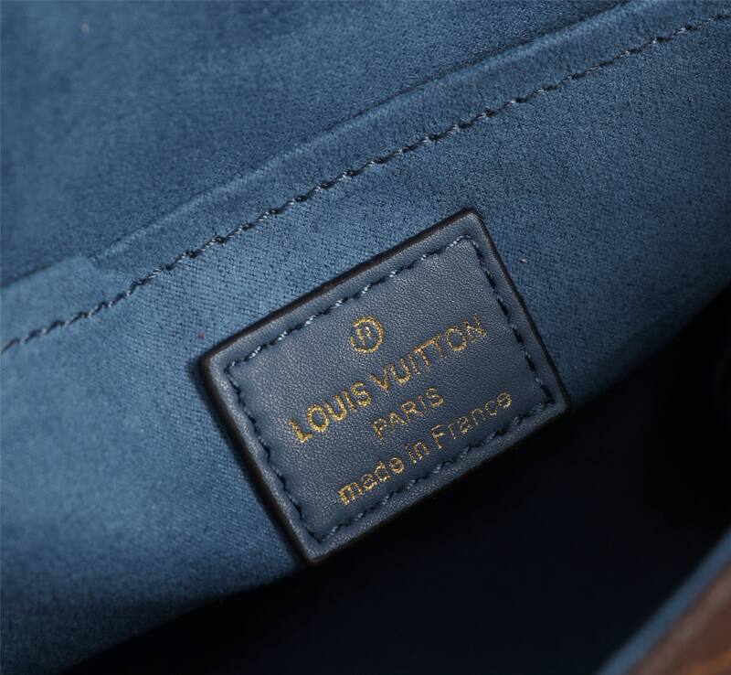 Louis Vuitton M43577 Monogram with Blue Leather shoulder bag — Top Quality Replica